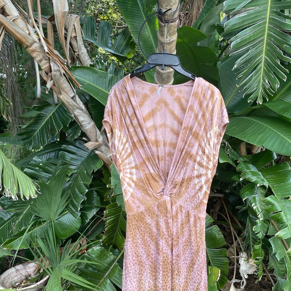 leopard print and tie-dye twist front dress